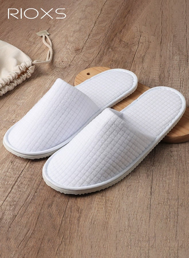 RIOXS 6 Pairs Slippers, Unisex Half Slippers, Non Slip Disposable Slippers For Guest, Reusable Washable Indoor Flats, Mens Womens Slippers, Spa Slippers Guest Slippers For Hotel/ Wedding Party, House Slippers For Bathroom Bedroom, Travel Slippers, Family Closed-toes Half Slippers, White - Image 5